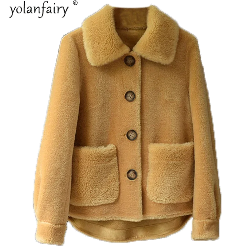

Real Fur Coat Female Jacket 100% Wool Winter Clothes Women Short Korean Coats and Jackets 2020 Ropa De Mujer A19019 Pph1471