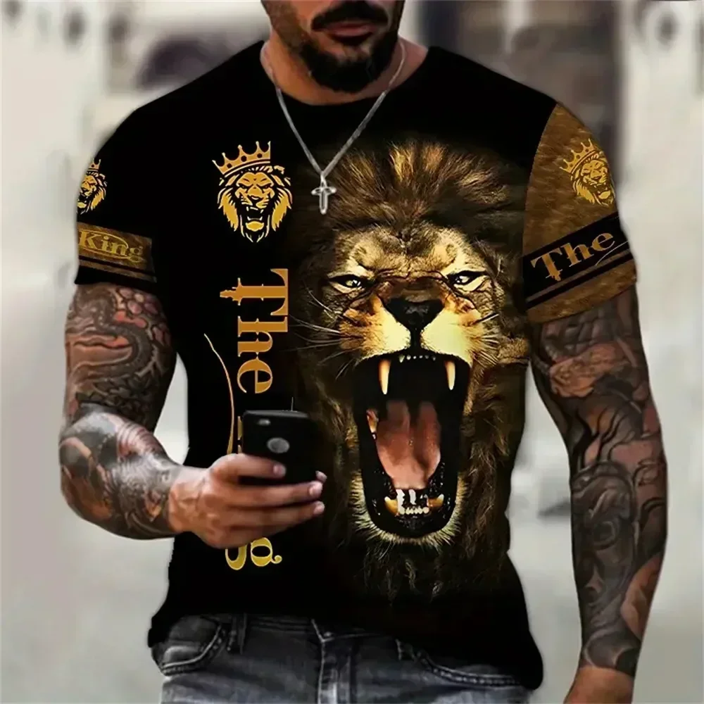 

3D Animal Print T Shirt For Men Lion Tiger Fox Short Sleeve Leisure O-neck Loose Tops Hip Hop Harajuku Oversized Tee