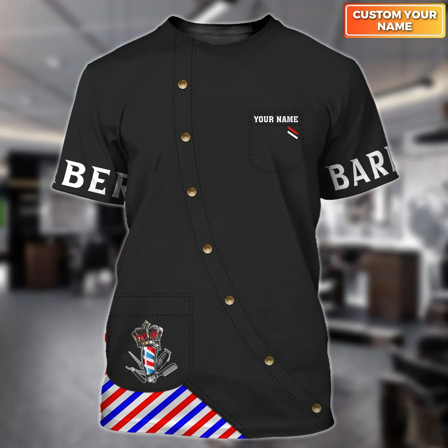 2023 Neuestes Sommer-T-Shirt für Herren, Friseurbekleidung, individuelles Friseursalon, 3D-gedrucktes Unisex-T-Shirt, Straße, lässiges Sport-T-Shirt DW 178 – Detail 10