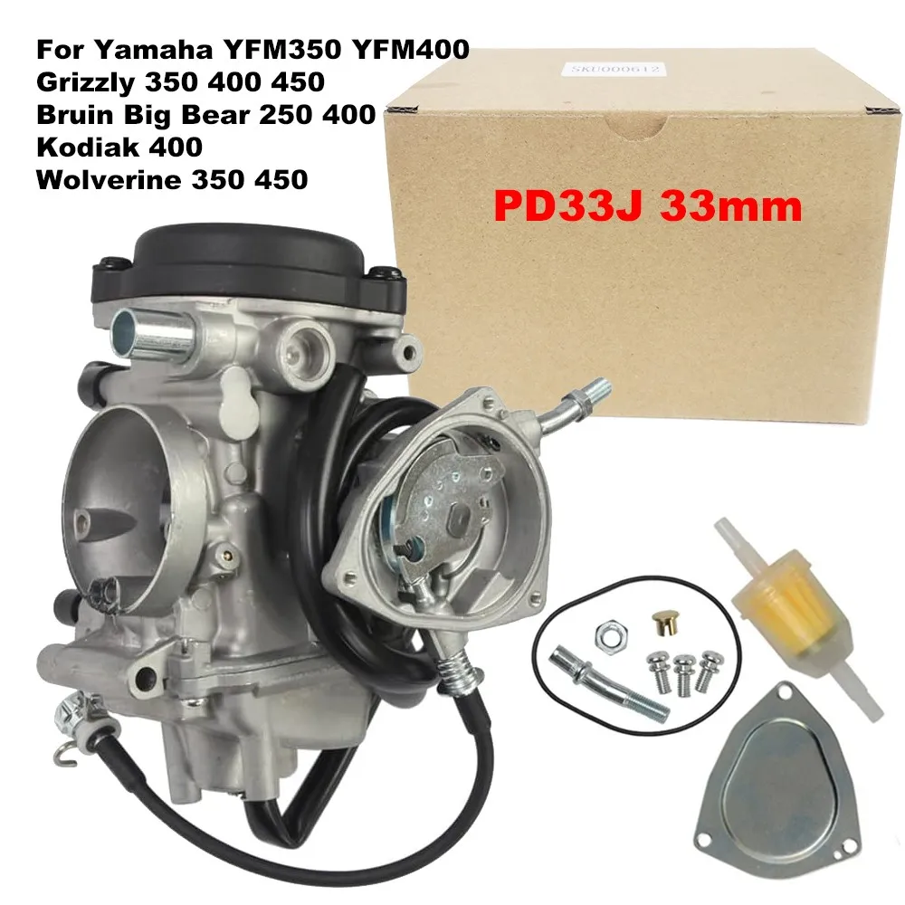 

1Set PD33J Carburetor for Yamaha YFM350 YFM400 Grizzly 350 400 450 Bruin Big Bear 250 400 Kodiak 400 Wolverine 350 450 ATV