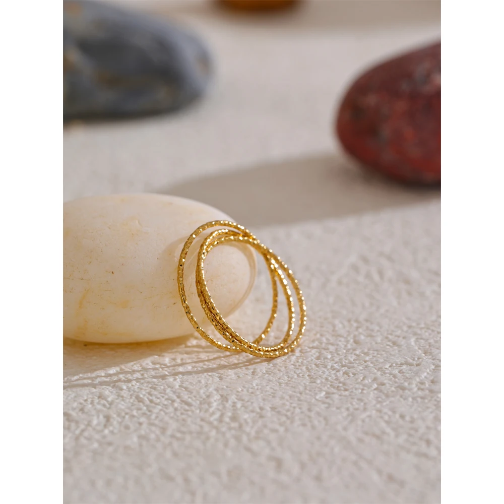 Yhpup Minimalist Layered Circle Stacked Ring