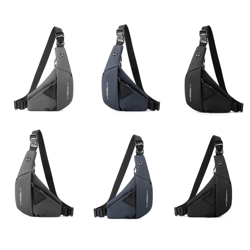 

Mens Waterproof Crossbody Sling Bag Backpack with Earphone Hole Shoulder Pack Zippered Pockets Multipurpose Chest Bag