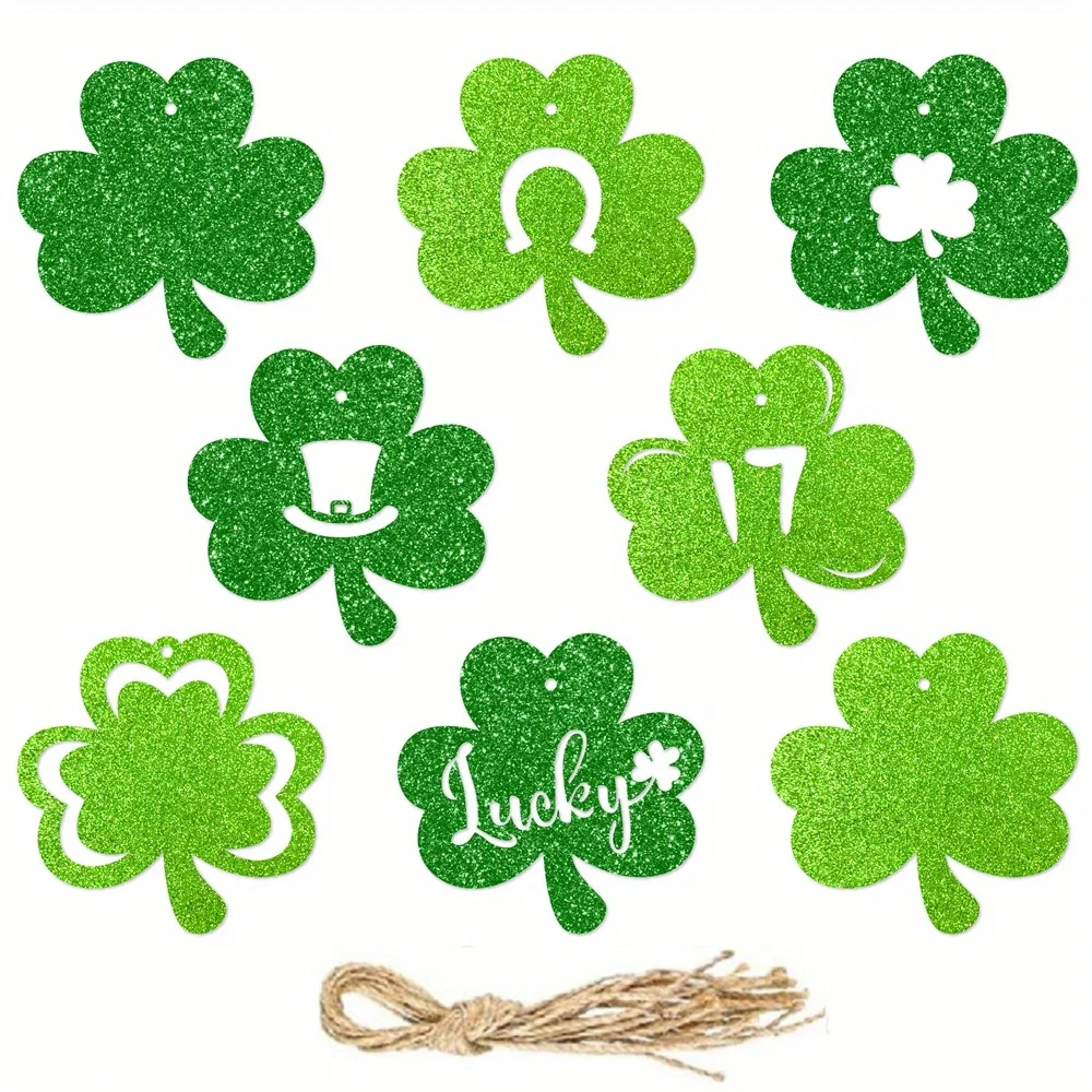 Green Shamrock Image Hanging Ornaments/Pendants for Home Kitchen Room Office Events Party Plants Outdoor Decor