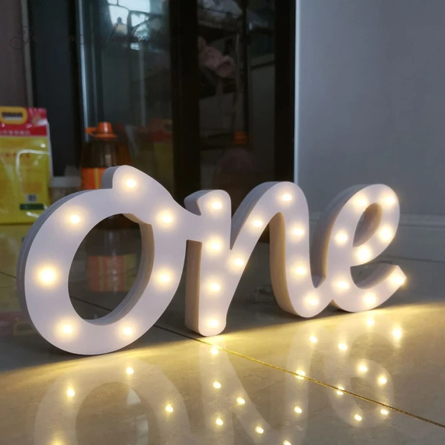 LED Lighting ONE Sign for First Birthday Decor Freestanding