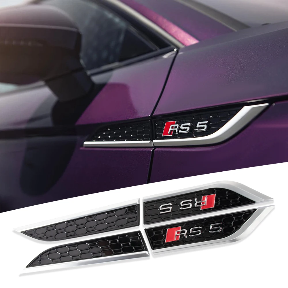 

2pcs 3D ABS Badge Car Fender Side Wing Emblem Sticker Auto Refit Decals for Audi RS5 A1 A3 8P A4 B5 B6 B7 B8 A5 A6 C5 C6 C7 A7 S