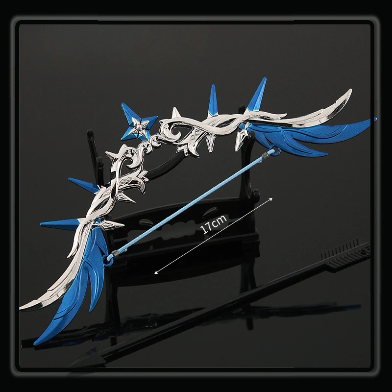 

Genshin Impact Gaming Peripherals 17CM White Star Bow and Arrow Weapon Model Decoration Key Chain Cosplay Weapon Sword Toy