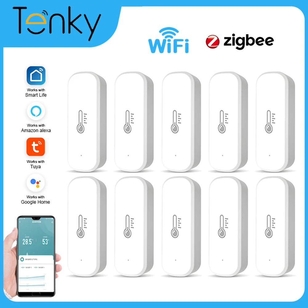 Tuya ZigBee Smart Temperature And Humidity Sensor Smart Scene Linkage ZigBee Smart Home Security Work With Alexa Google Home