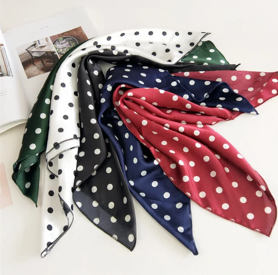 50x50 Square Scarf Hair Tie Band For Business Party Women Elegant Small Vintage Skinny Retro Head Neck Silk Satin Scarf Present 3