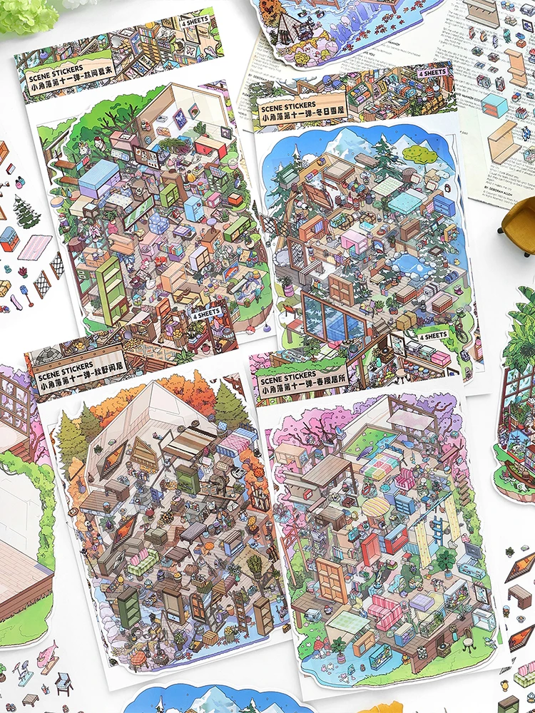 Art Scene Miniature Sticker Set - Aesthetic Decor for Stress Relief & Elegance
