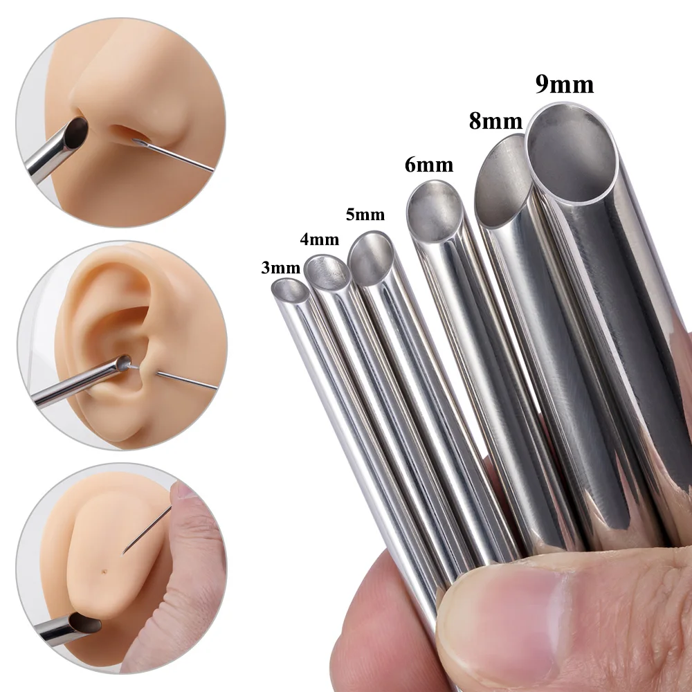 3-9mm 316L Stainless Steel Piercing Receiving Tube Accepts Needles Needle Receiving Tube Body Jewelry Holding Piercing Tool 1pc
