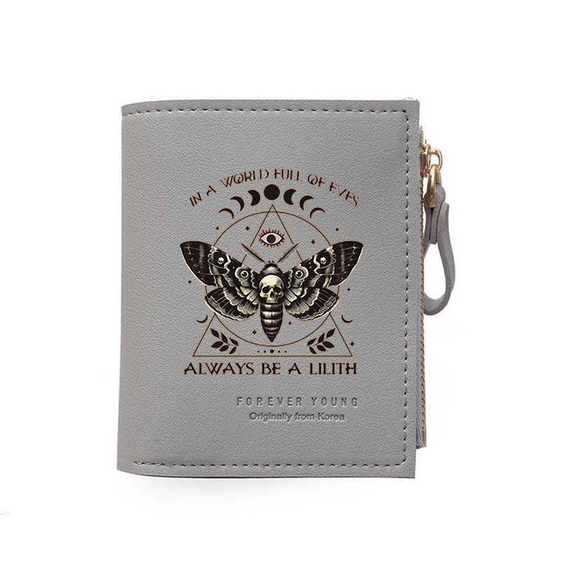 Halloween wallet with double fold and card slot exquisite short purse high-end leather zipper coin bag the best souvenir gift