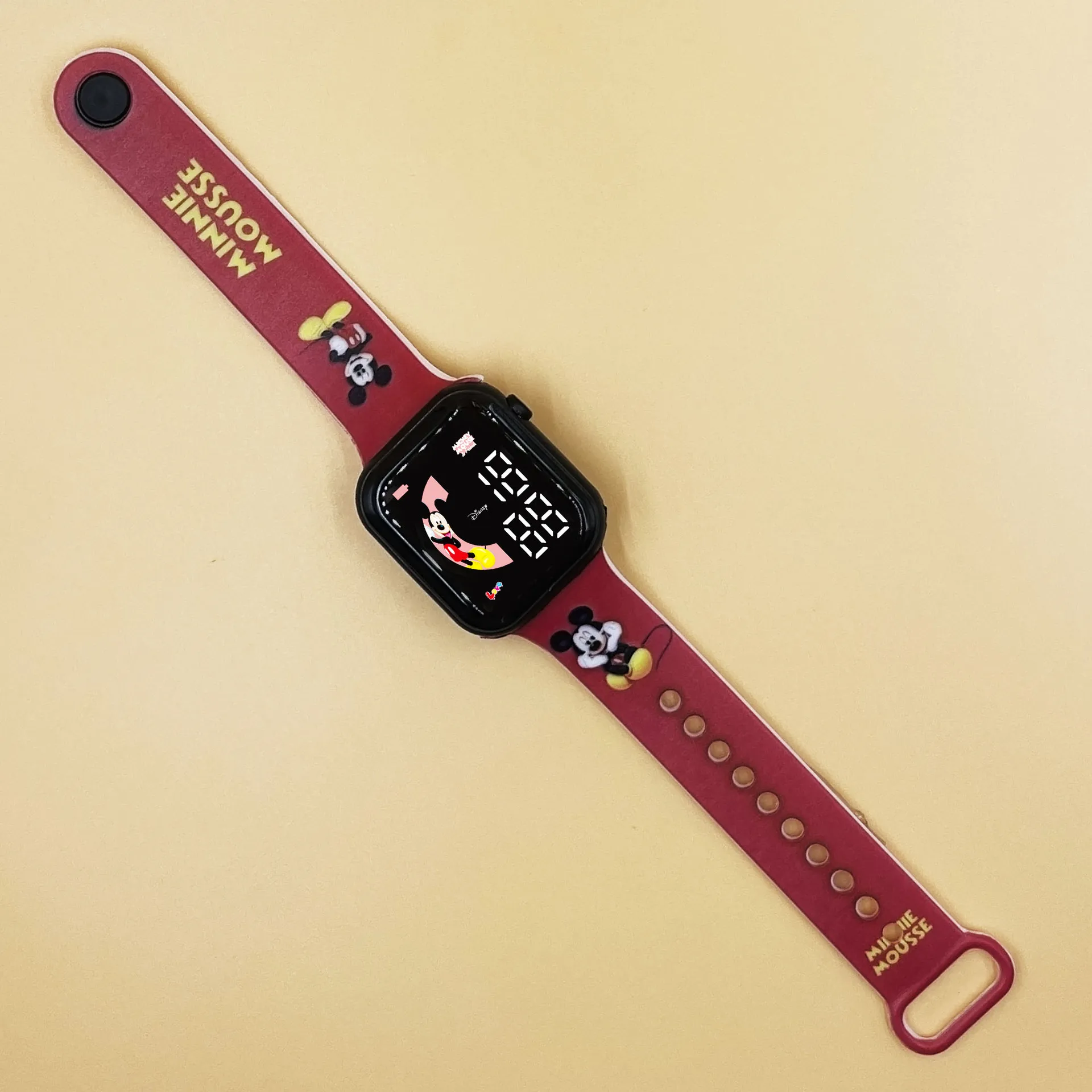 Disney Watch Spiderman Frozen Elsa Mickey Kids Watch Print Strap Button LED Square Waterproof Electronic Watch Boys Girls Gifts 3