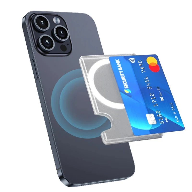Magnetic Clear Wallet Card Holder with Magnet Card Slots Cover