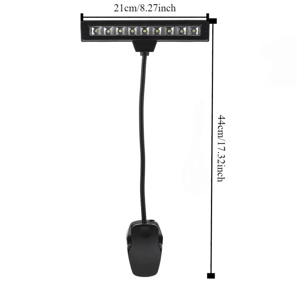 9 LED Lamp Clip on Book Light Black Eye Caring Piano Music Stand Lamp Portable Adjustable Players Studio Practice Light 6