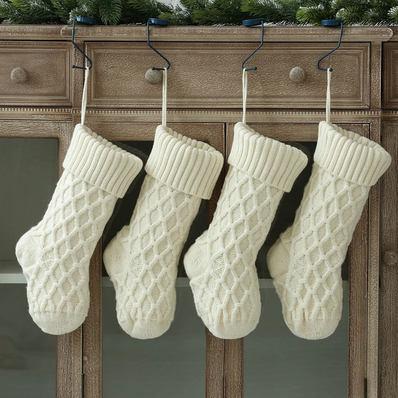 Christmas Stocking Sack Knitted Wool Candy Bag Gift For Home Xmas Tree Decor christmas gift bags,christmas stockings