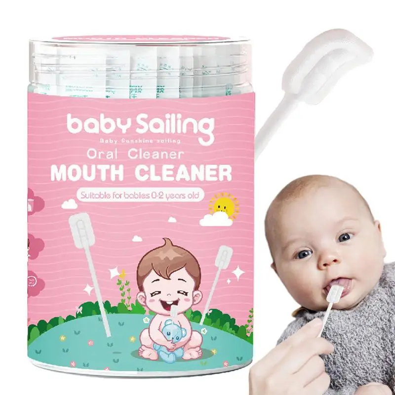 30pcs Baby Oral Cleaner One-Time Baby Toothbrush Tongue Cleaner Skim Gauze Oral Disposable For New born
