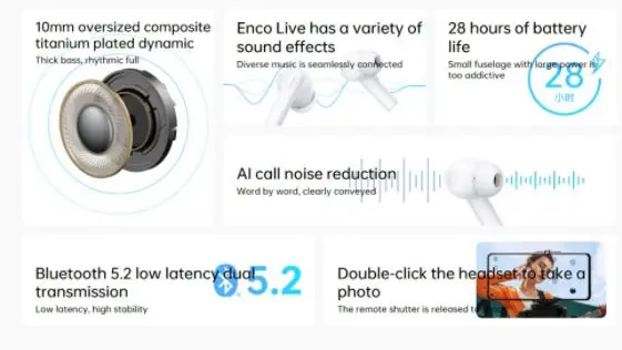 OPPO ENCO Air 2i TWS Earphone Bluetooth Wireless Earbuds AI Noise Cancelling Wireless Headphone 28 Hour Battery Life For Find X5 3