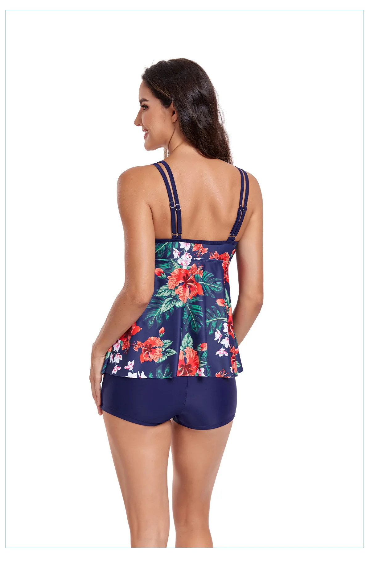 2024 new boxer shorts ladies split skirt swimsuit conservative lean swimsuit Tankini