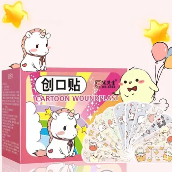 120 pcs/lot 만화 유니콘 방수 밴드 자기 접착 석고 붕대 통기성 상처 치유 패치 응급 처치