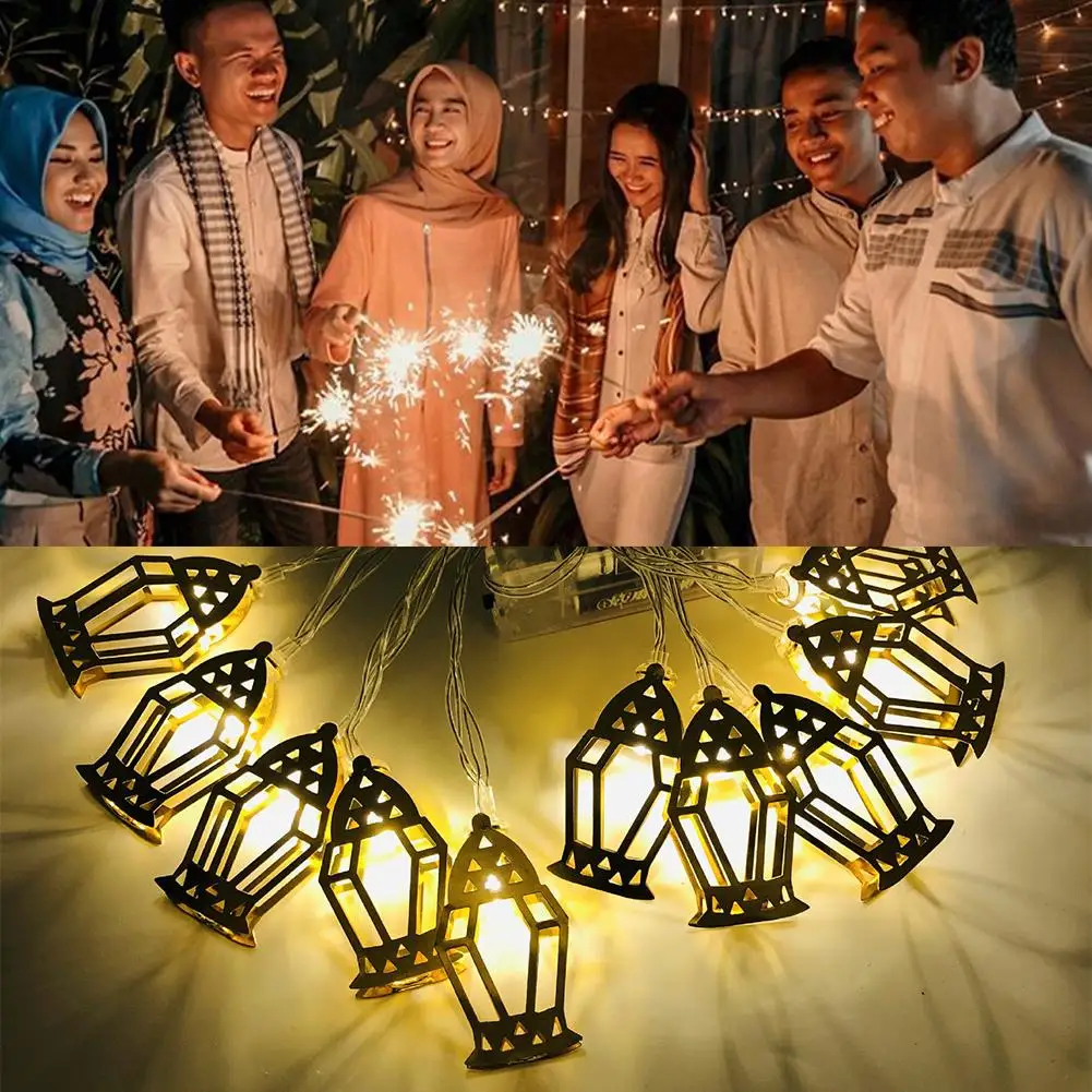 

1,65 м 10 светодиодный EID Mubarak лампы-строки Ислам Мусульманский замок светодиодный Star 2024 Луна фестиваль фонарь украшение Hom B8I1