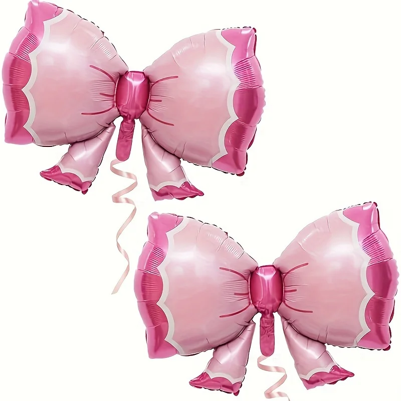 2 Stück rosa Schleife, großes Folienballon-Set für Mädchen, Geburtstag, Baby, Taufe, Hochzeitstag, DIY-Party-Dekorationszubehör – Detail 1
