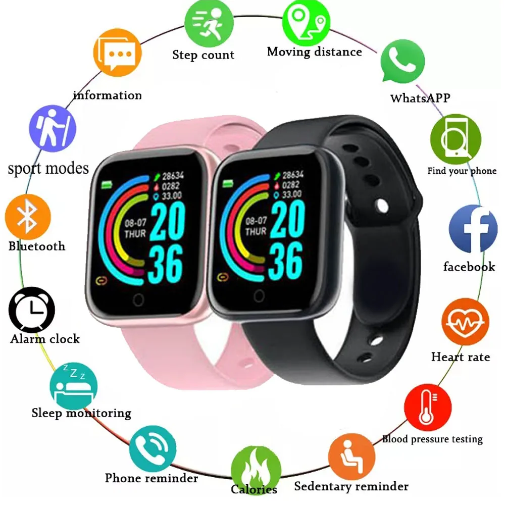 Y68 Smart Sport Watches Women Men Fitness Bracelet Tracker Steps Calorie Health Monitor Bluetooth Wristwatch For Android IOS D20 6