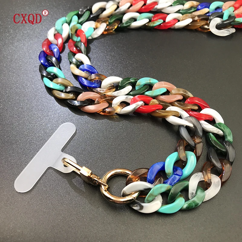 120cm Bevel Design Anti-lost Phone Lanyard Rope Neck Strap Colorful Portable Acrylic Cell Phone Chain Accessories Gifts Outdoor