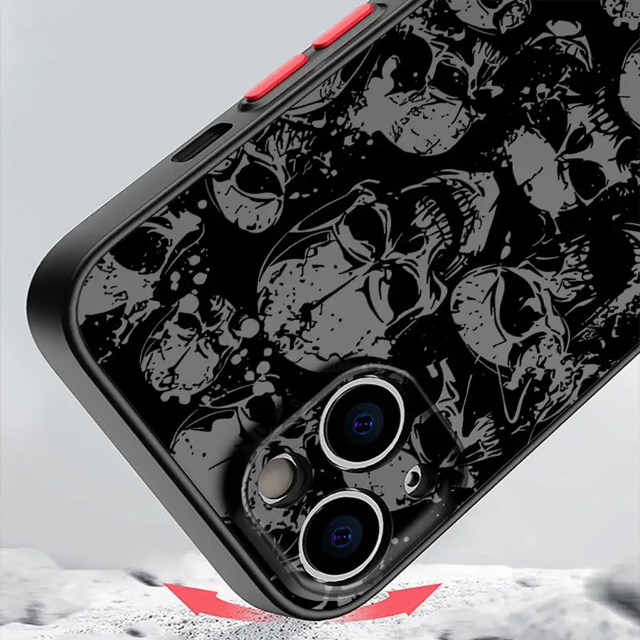 Spooky Skull Pattern Shockproof Phone Case - Air Cushion Hard Cover
