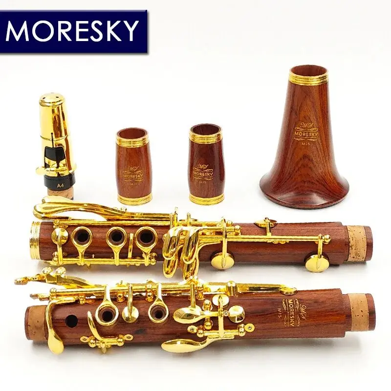 MORESKY Red Wood Professional Clarinet Rosewood Bb Gold-plated keys M15