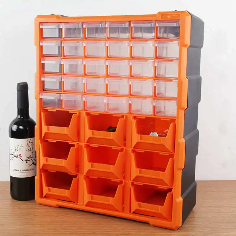 39 Multi-grid Drawer Storage Parts Box Wall-mounted Combination Component  Toolbox Screw Cabinet Tool Box Plastic Tool Case