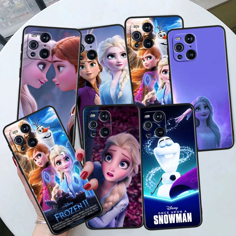 Cool Disney Frozen Elsa Per Oppo Find X6 X5 X3 X2 F21S F21 Pro Lite Neo Black Silicone Fundas Soft Cover Capa Phone Case