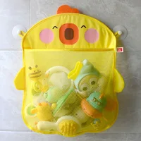 QWZ New Cartoon Duck Baby Bathroom Mesh Bag Sucker Design For Bath Toys Kids Animal Shapes Cloth Sand Toys Storage Net Bag 1
