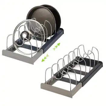 Organizzatore per padelle espandibile Scaffale per armadio da cucina Scaffale per padelle Cassetto Pentole espandibili Salvaspazio Organizzatore per armadio da cucina Holde 1