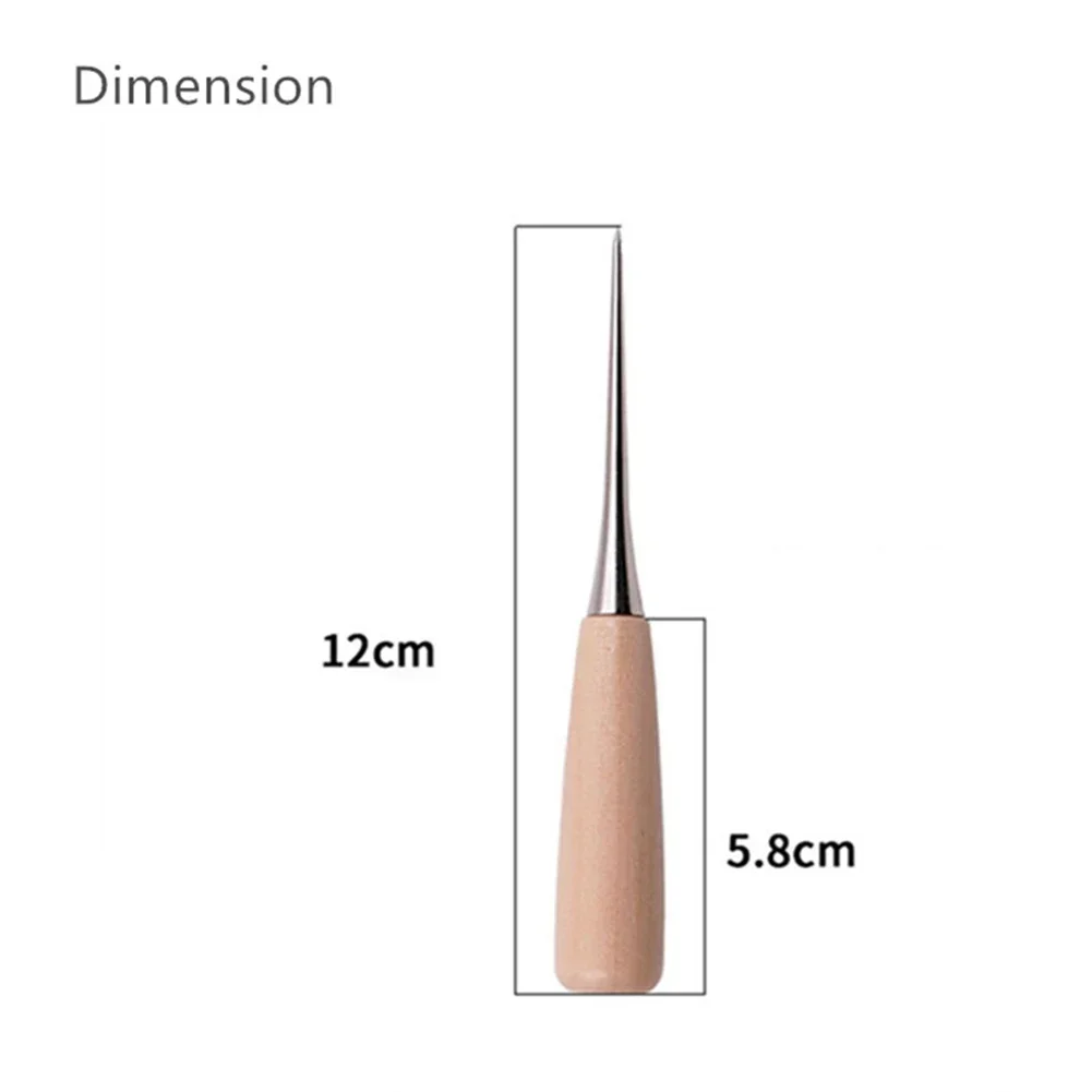 Professional Leather Awl Precise Punching and Positioning Tool Comfortable Wood Handle Rust Resistant Stainless Steel