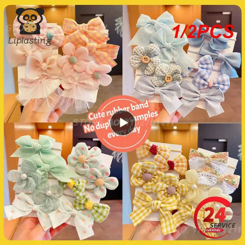 

1/2PCS Set Big Bow Flower Elastic Hairbands Children Sweet Hair Ties Fashion Headbands Hair Accessories Rubber Band For