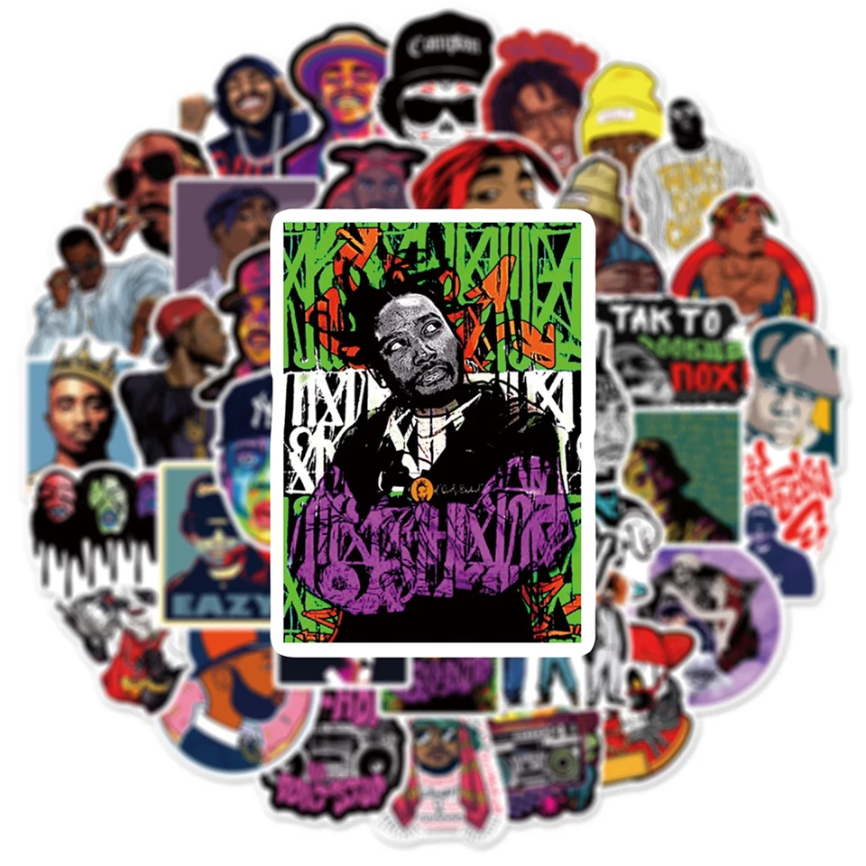 Hip-Hop-Rap Sticker Set, 2 X 50 Music Stickers, Aesthetic Stickers, Car Stickers, Waterproof Vinyl Stickers, Graffiti Stickers for Adults, Cool Stickers for Bags, Laptop, Skateboard