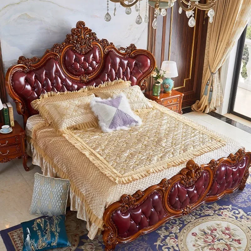 Letto Matrimoniale King Size In Legno Letto Matrimoniale Per Bambini Di Lusso In Pelle Kawaii Letto Matrimoniale In Pelle Cama Matrimoniale Mobili Per