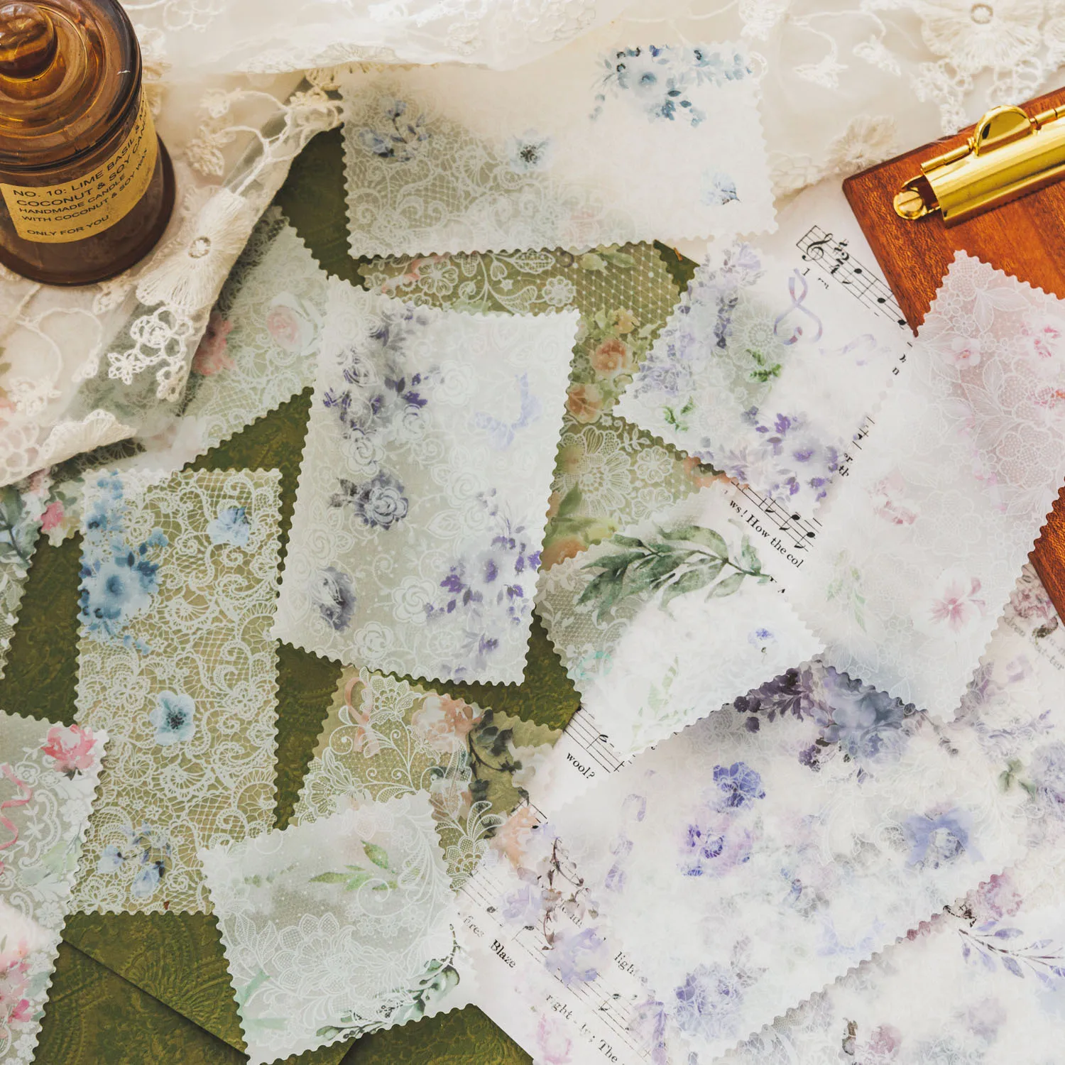Vintage INS lace Material paper Planner Decorative Scrapbooking Junk Journal Background paper 20 pcs