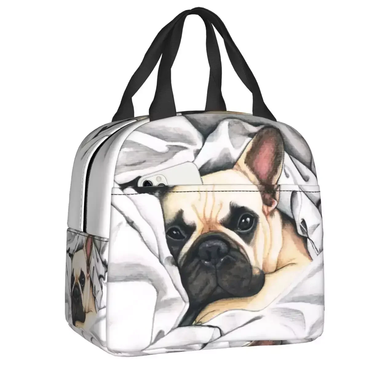 

2024 New French Bulldog Insulated Lunch Bag For Outdoor Picnic Frenchie Pet Portable Cooler Thermal Lunch Box Women Children