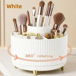 360° Rotating Makeup Brush Holder - Multi - Functional Cosmetic Organizer for Vanity & Bathroom Storage (360 White)