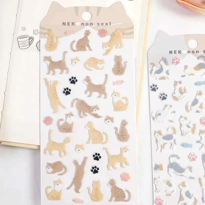 귀여운 고양이 발 펠트 천 스티커, 스크랩북 DIY 문구 스티커, 귀여운 미술 용품 선물, 세트당 4 개