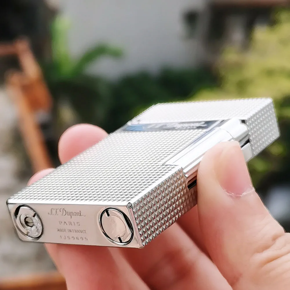 Luxury Brand Metal Lighters PING Sound Engraved Lattice Gas Cigarrette Tools For Smoking Men Unique Gifts 3