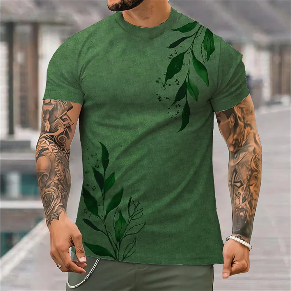 

Leaf 3D Printing Fashion Men's Top Daily Casual Clothing Street T-shirt Loose Plus Size Shirt