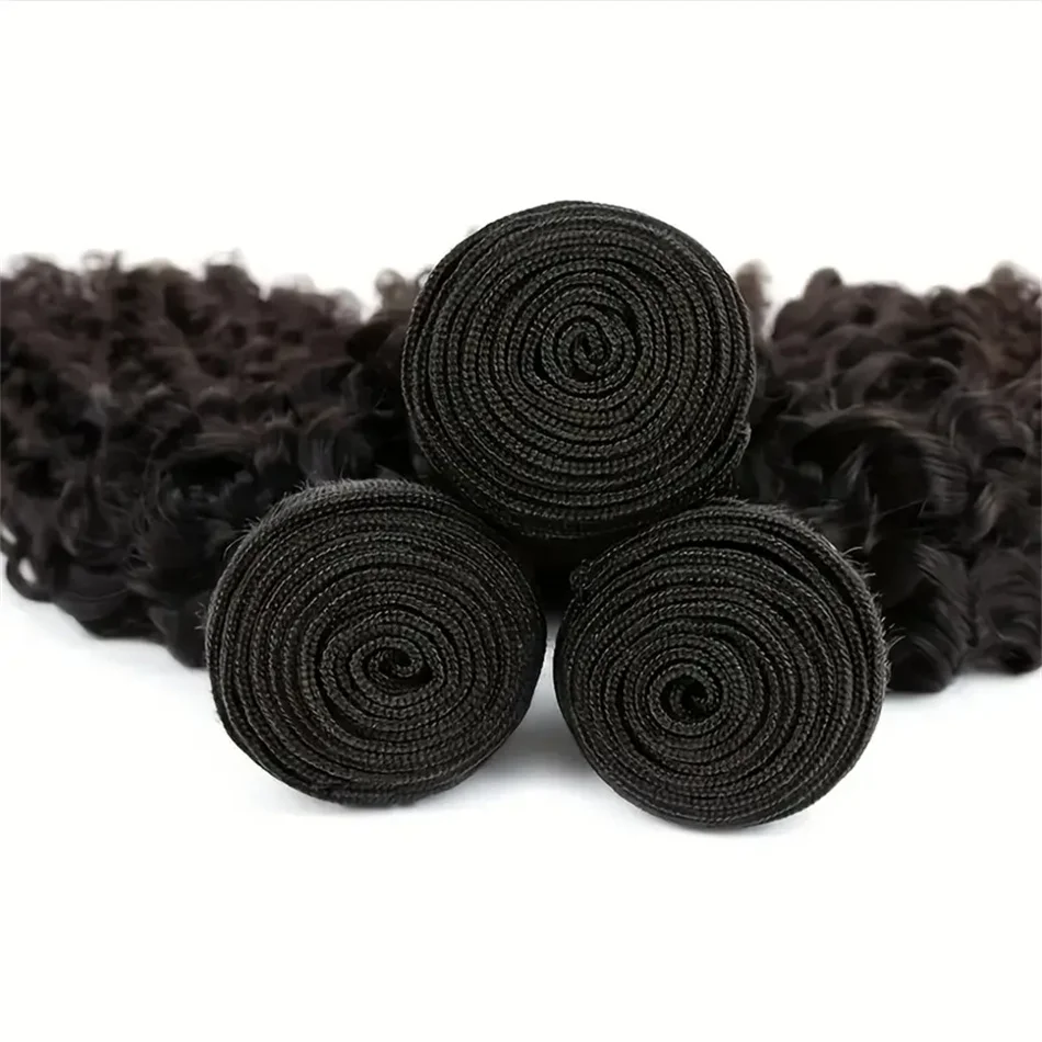 Deep Wave Bundles Human Hair 100% Unprocessed Brazilian Virgin Remy Weft Extensions Natural Black Color 8-32 inch