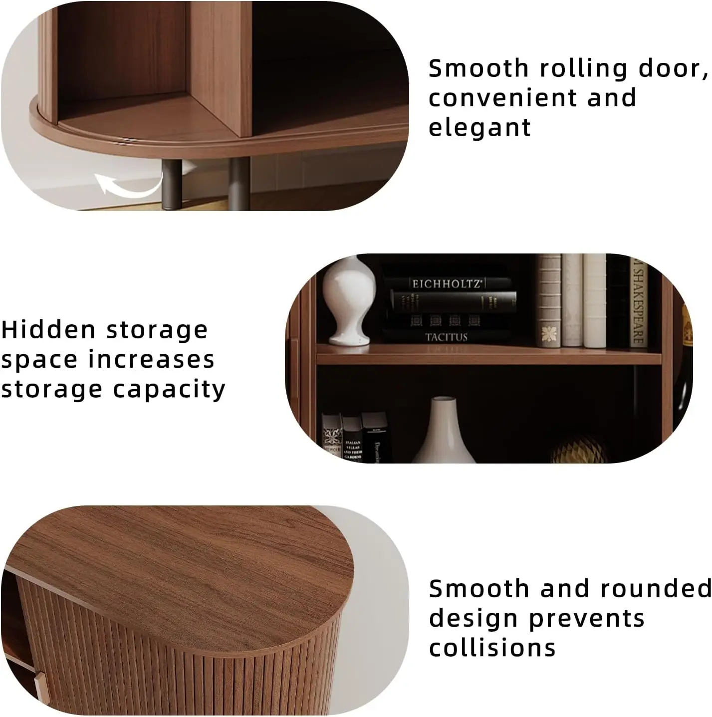 Buffet Sideboard Cabinet with Storage, 55" Fluted Cabinet with Sliding Door & Adjustable Shelf, Modern Accent Coffee Bar Console