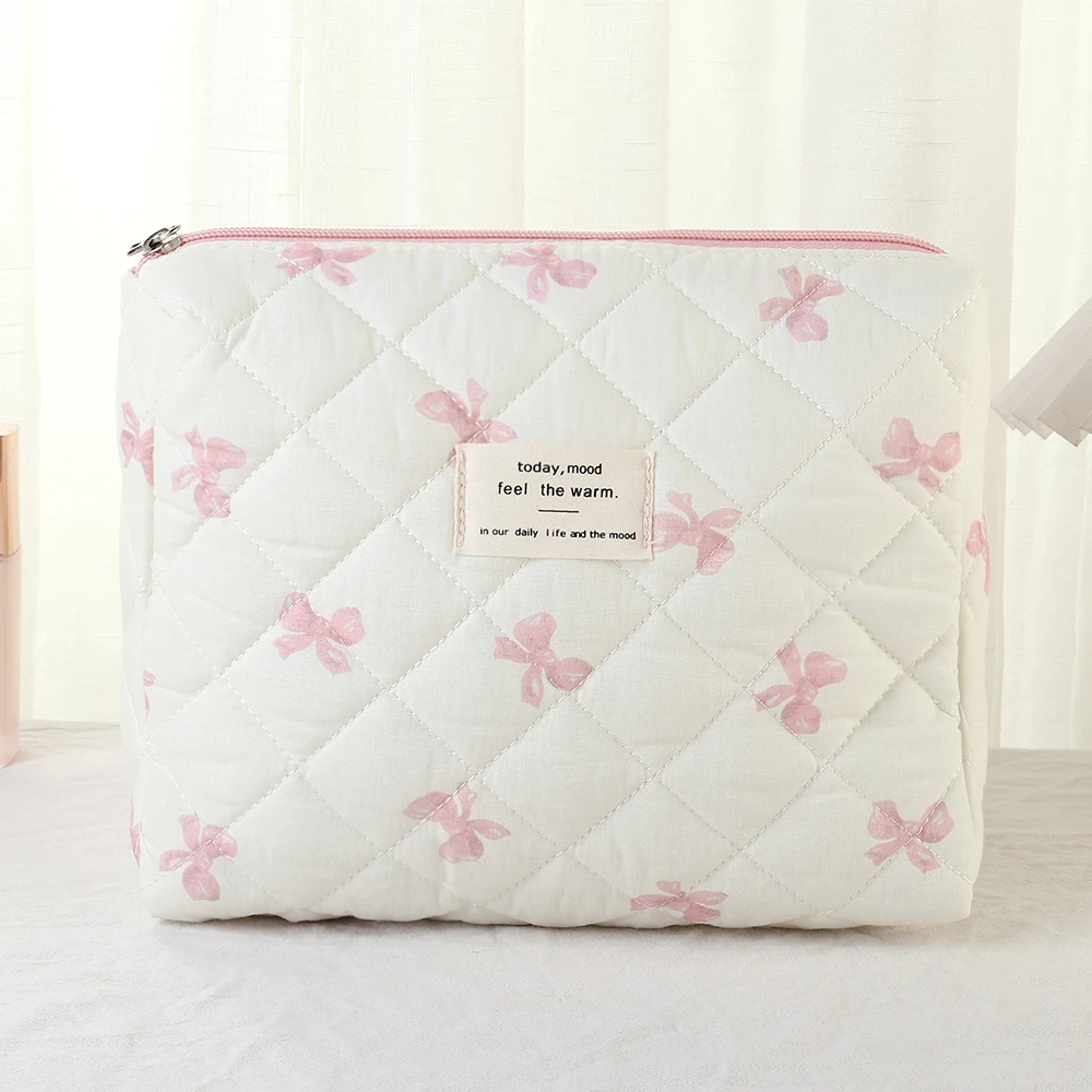 2024 Korea Bow Print Women Makeup Bag Large Capacity Portable Cosmetic Case for Travel Toiletries Cosmetics Storage Bag 4