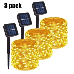 Solar-Powered Outdoor LED String Lights - Festive Decorative Fairy Garland for Garden and Holiday Decor (Warm 3PC)
