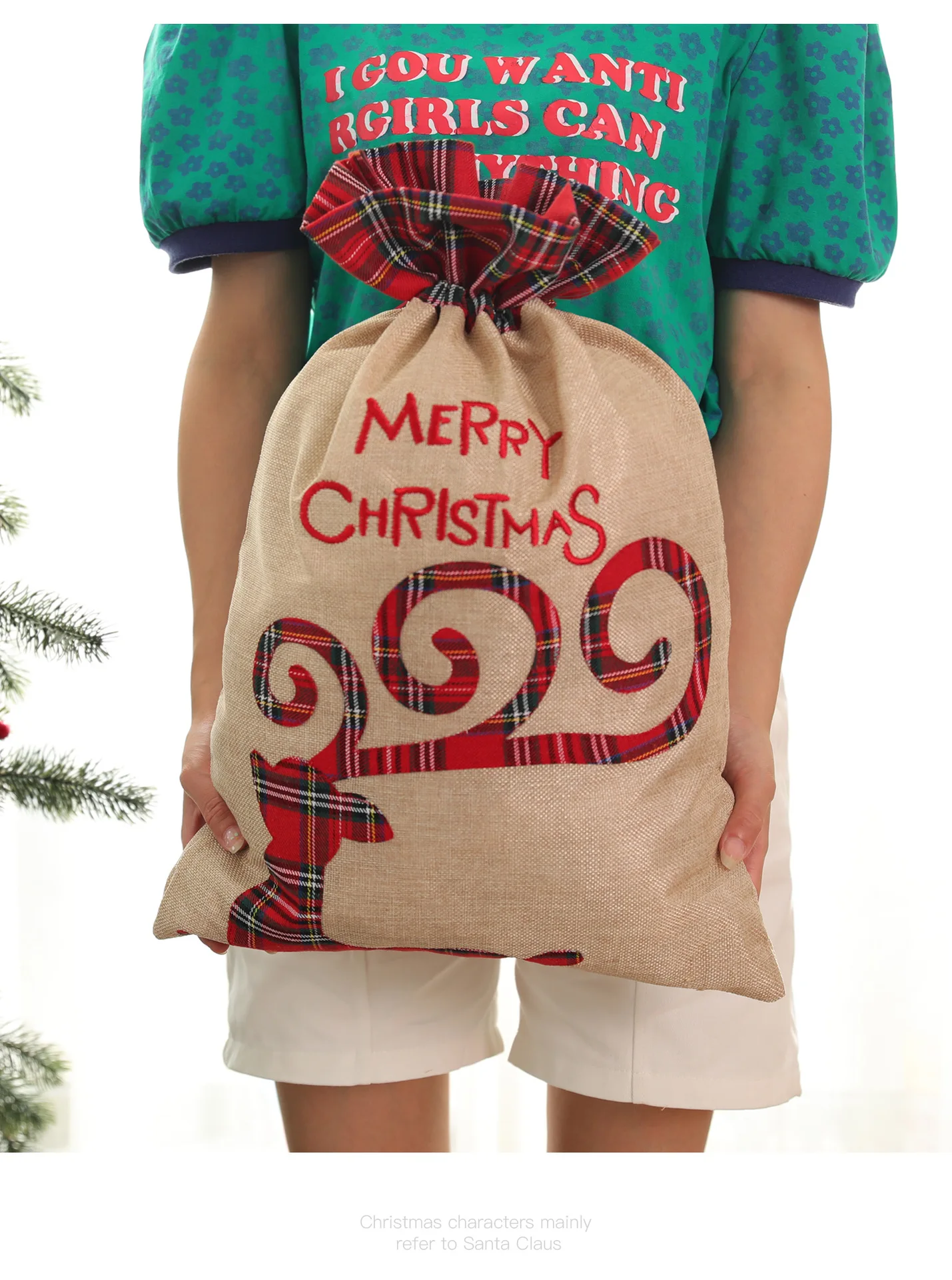

Large Burlap Cotton Canvas Bags Christmas Santa Claus Customize Candy Bag Christmas Gift Pouch Ornaments For Home 58*37cm
