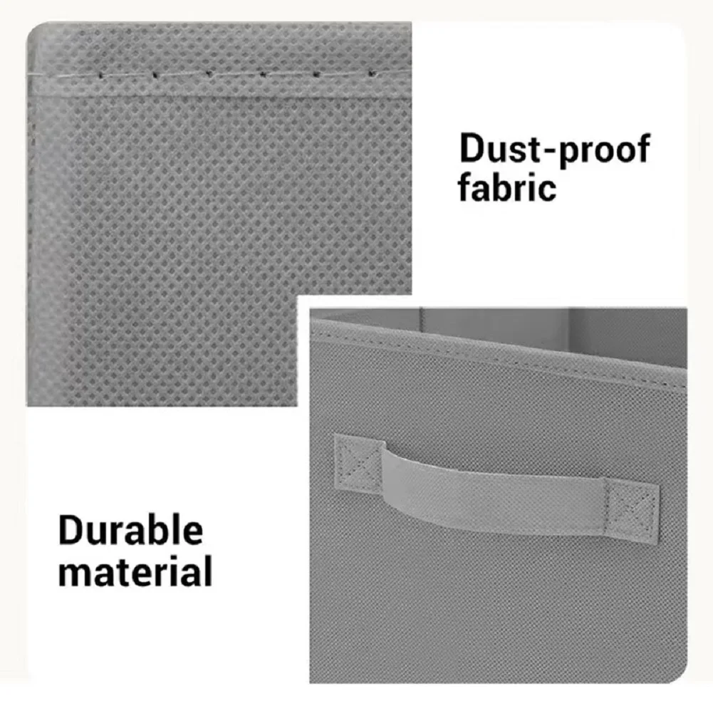 Foldable Storage Box Non-woven Clothes Fabric Bin Collapsible Cube Closet Drawers Organizer With Handle for Clothes,Sundries Box 3