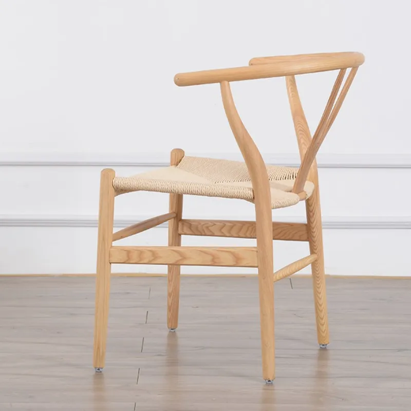 Chaise de salle à manger Wishbone en bois de chêne massif, siège en chanvre rotin, fauteuil à dossier en forme de Y, finition à l'huile, maison et restaurant, haute qualité